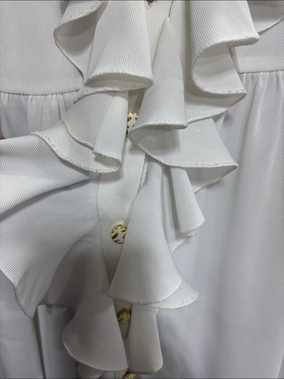 Handmade Ruffled Button-Front White Dress - Picture 3 of 3